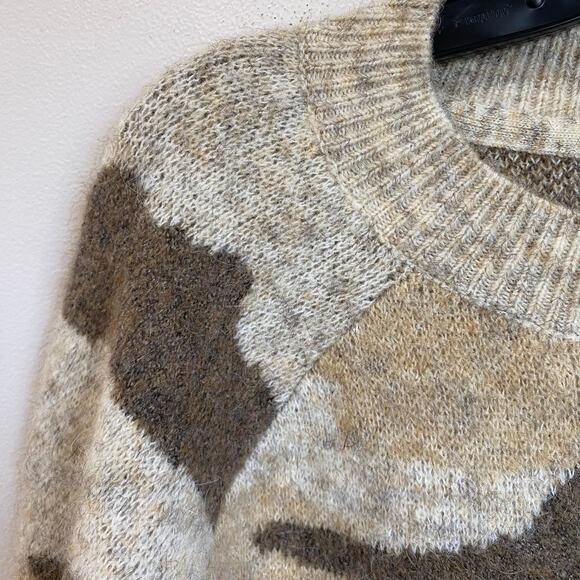 Anthropologie Moth Camo Knit Pullover Sweater Brown Tan S Soft Cozy Fall - Picture 6 of 8